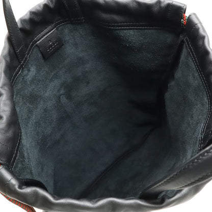 Gucci Print Coco Capitan Drawstring Backpack Sac 2WAY Tote Leather Black 494053