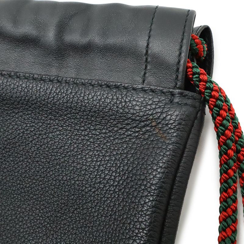 Gucci Print Coco Capitan Drawstring Backpack Sac 2WAY Tote Leather Black 494053