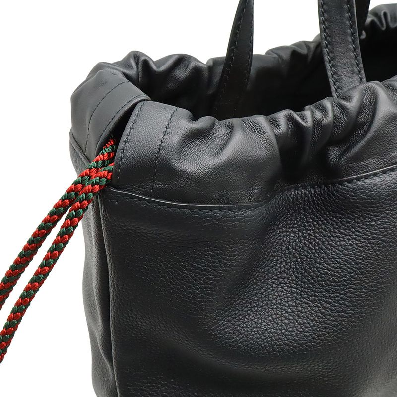 Gucci Print Coco Capitan Drawstring Backpack Sac 2WAY Tote Leather Black 494053