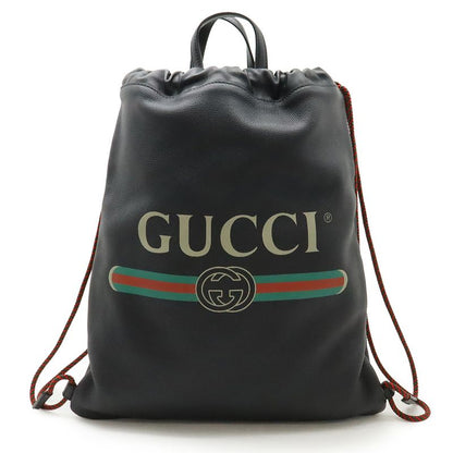 Gucci Print Coco Capitan Drawstring Backpack Sac 2WAY Tote Leather Black 494053