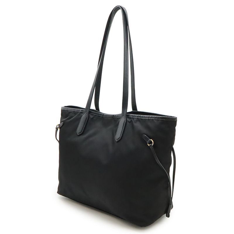 Prada Tote Shoulder Bag Shoulder Tote Shoulder Nylon Leather NERO Black Gold