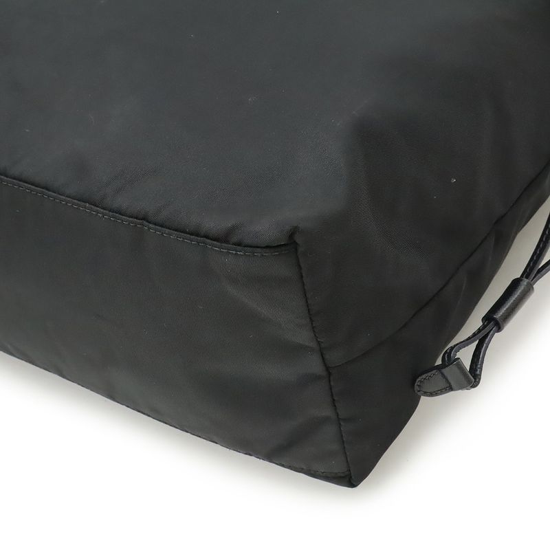 Prada Tote Shoulder Bag Shoulder Tote Shoulder Nylon Leather NERO Black Gold