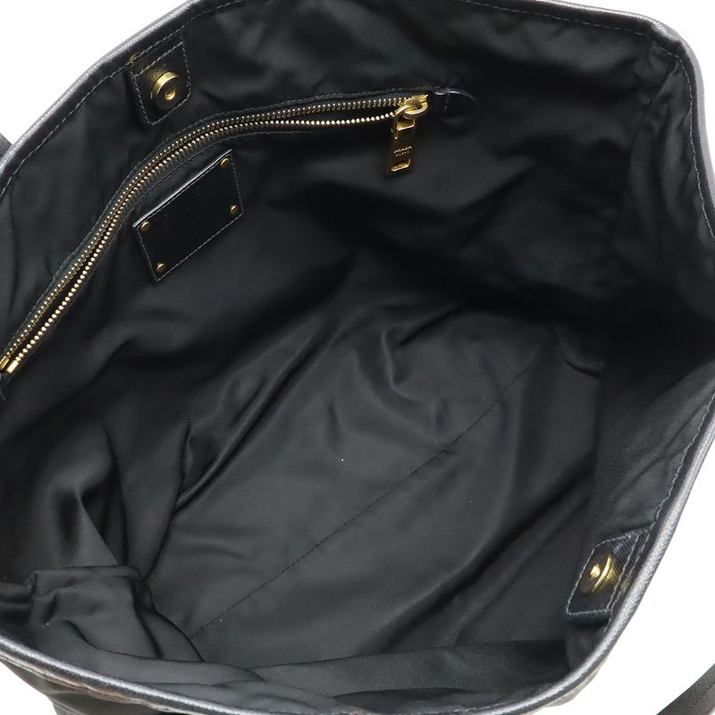 Prada Tote Shoulder Bag Shoulder Tote Shoulder Nylon Leather NERO Black Gold