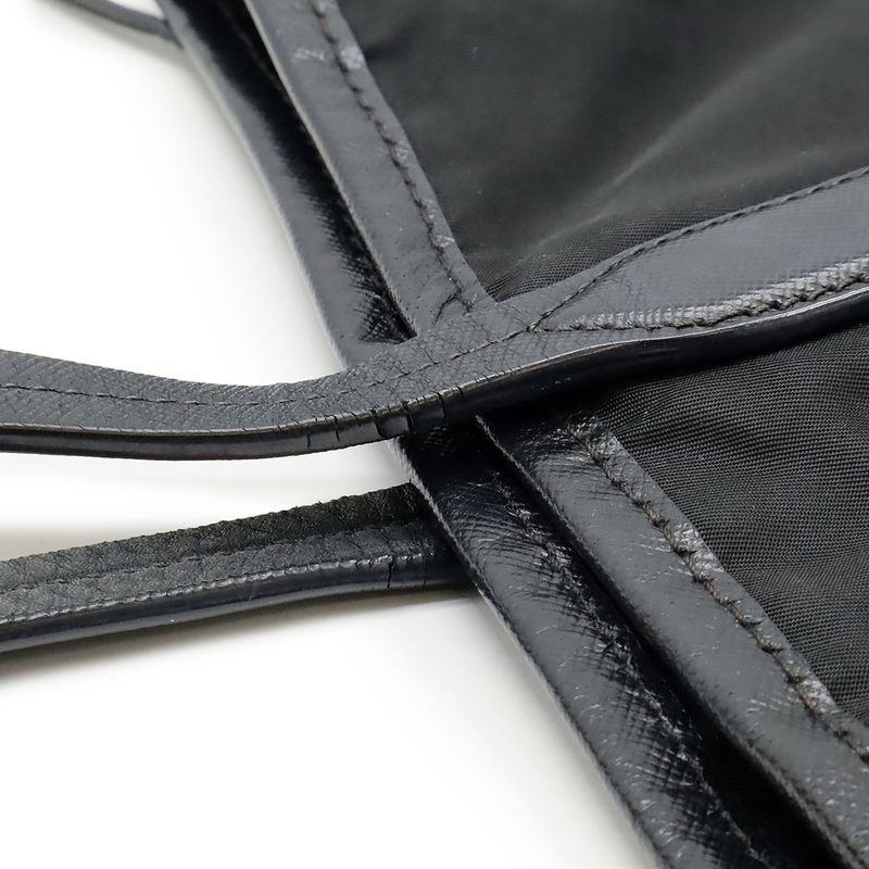 Prada Tote Shoulder Bag Shoulder Tote Shoulder Nylon Leather NERO Black Gold