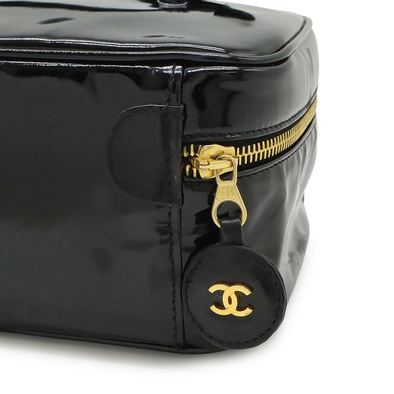 Chanel Coco Mark Enamel Vanity Bag Handbag Cosmetic Pouch Makeup Pouch Patent
