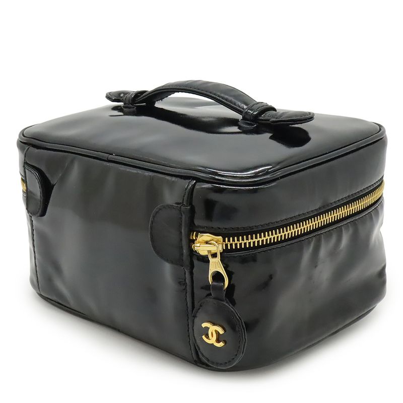 Chanel Coco Mark Enamel Vanity Bag Handbag Cosmetic Pouch Makeup Pouch Patent