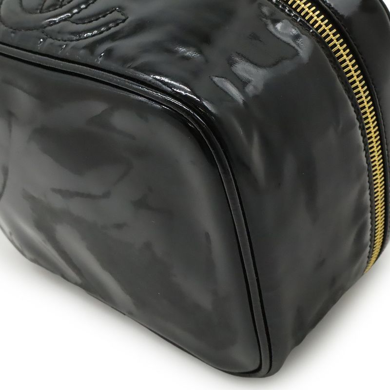 Chanel Coco Mark Enamel Vanity Bag Handbag Cosmetic Pouch Makeup Pouch Patent