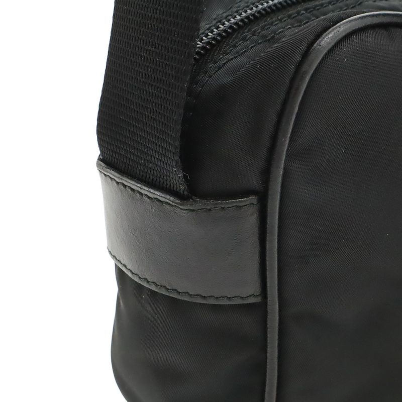 Prada Metal Applique Triangle Logo Shoulder Bag Pochette Crossbody Nylon