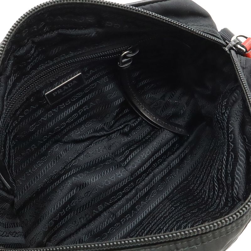 Prada Metal Applique Triangle Logo Shoulder Bag Pochette Crossbody Nylon