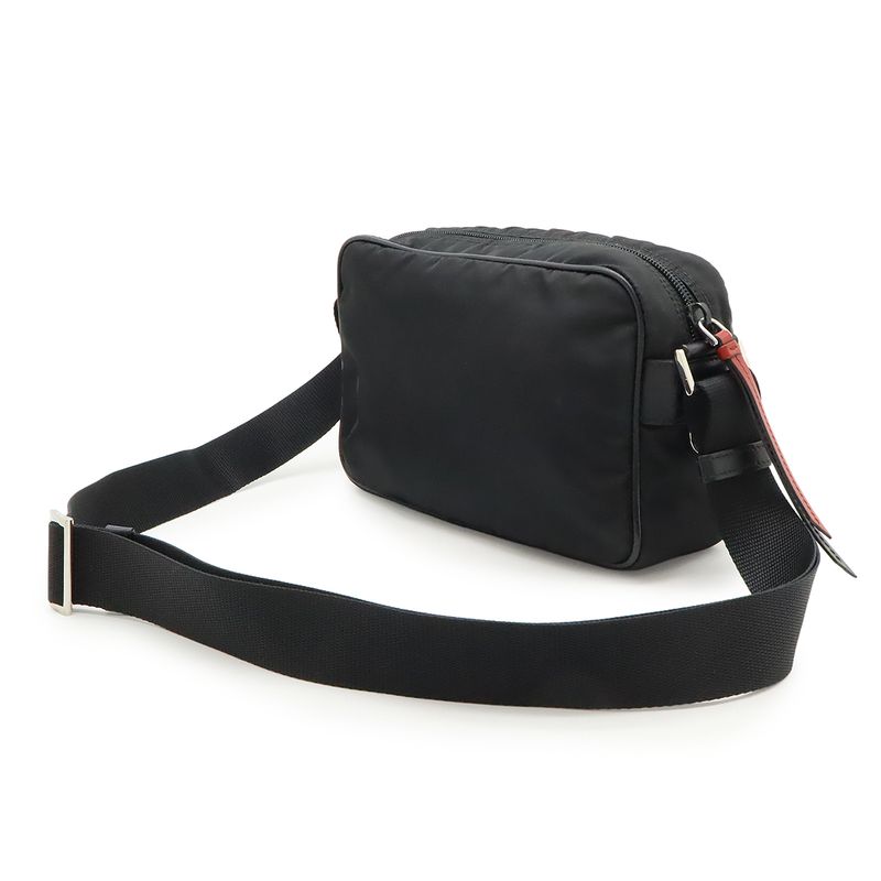 Prada Metal Applique Triangle Logo Shoulder Bag Pochette Crossbody Nylon