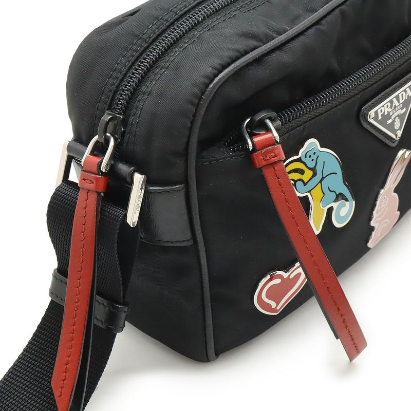 Prada Metal Applique Triangle Logo Shoulder Bag Pochette Crossbody Nylon