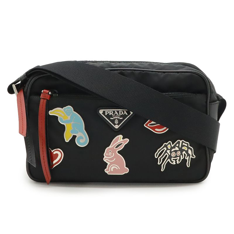 Prada Metal Applique Triangle Logo Shoulder Bag Pochette Crossbody Nylon