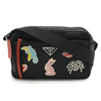 Prada Metal Applique Triangle Logo Shoulder Bag Pochette Crossbody Nylon