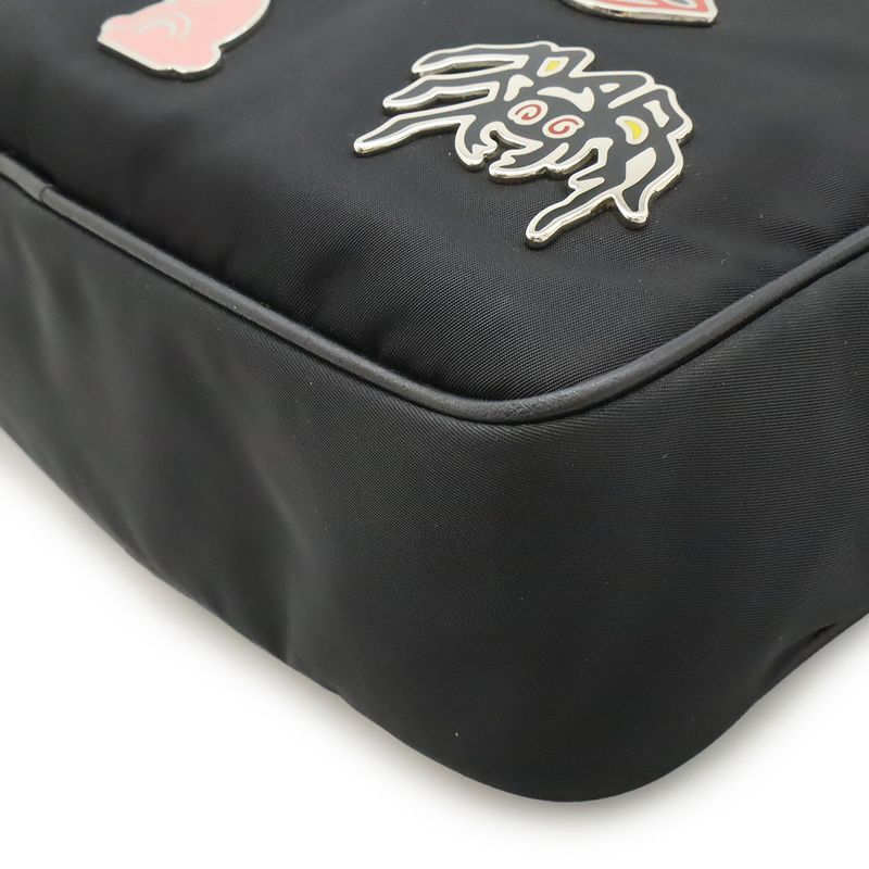 Prada Metal Applique Triangle Logo Shoulder Bag Pochette Crossbody Nylon