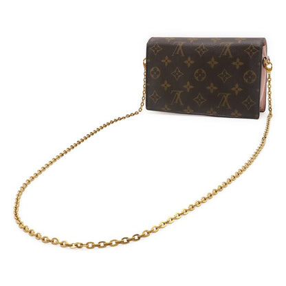 Louis Vuitton Monogram Portefeuille Fleur Chain Shoulder Bag 2WAY Clutch Bag