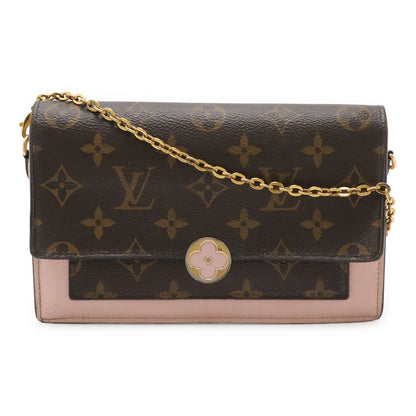 Louis Vuitton Monogram Portefeuille Fleur Chain Shoulder Bag 2WAY Clutch Bag