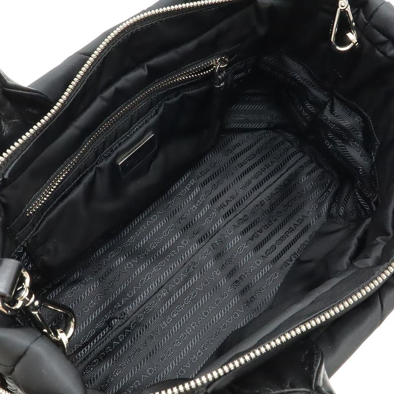 Prada Small Padded Re-nylon Tote Handbag 2WAY Shoulder Bag Nylon NERO Black