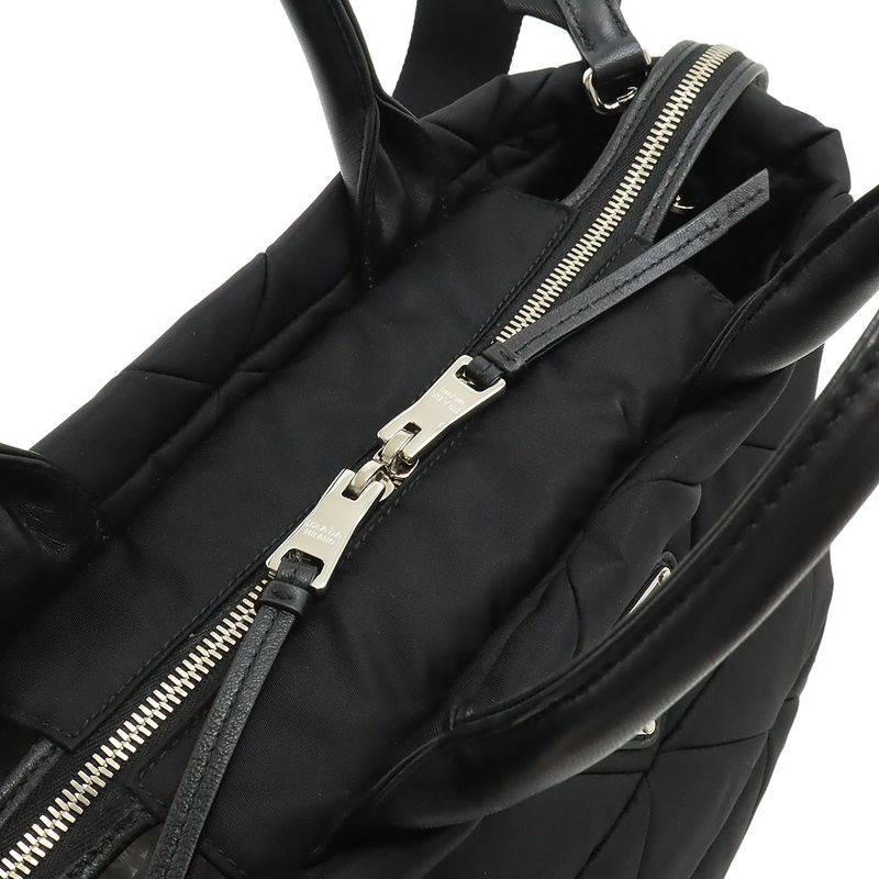 Prada Small Padded Re-nylon Tote Handbag 2WAY Shoulder Bag Nylon NERO Black