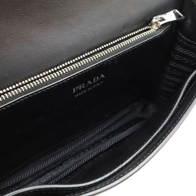 Prada Electra Studded Shoulder Bag Pochette Crossbody 2WAY Clutch Bag Leather