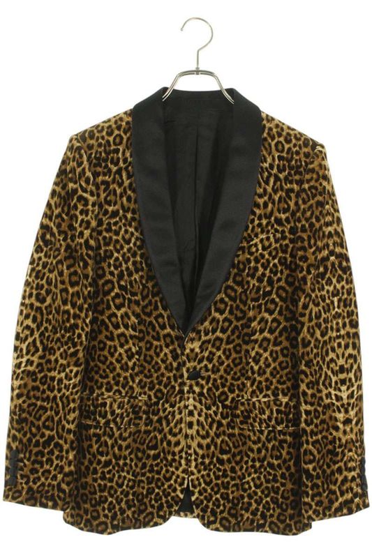 Celine 2v094767k Lapel Switch Leopard Tailored Jacket Men's 44