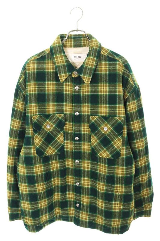 Celine 2w705499r Wool Check Overshirt Blouson Men's 54