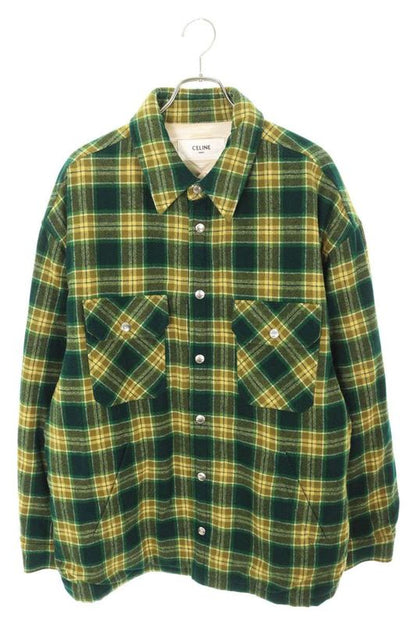 Celine 2w705499r Wool Check Overshirt Blouson Men's 54