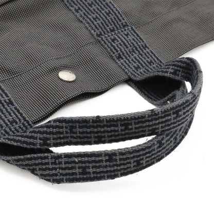 Hermes Her Line Tote MM Tote Handbag Canvas Gray Black Silver Hardware
