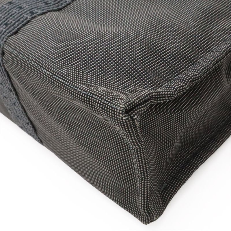 Hermes Her Line Tote MM Tote Handbag Canvas Gray Black Silver Hardware