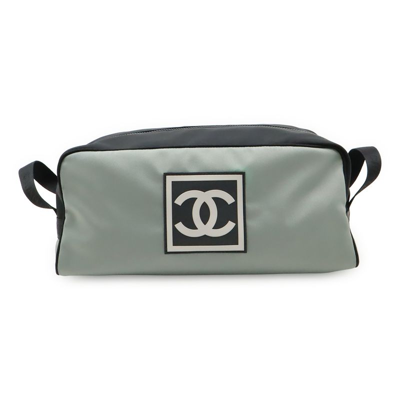 Chanel Sport Line Coco Mark Shoe Case Shoe Bag Travel Pouch Nylon Canvas Gray
