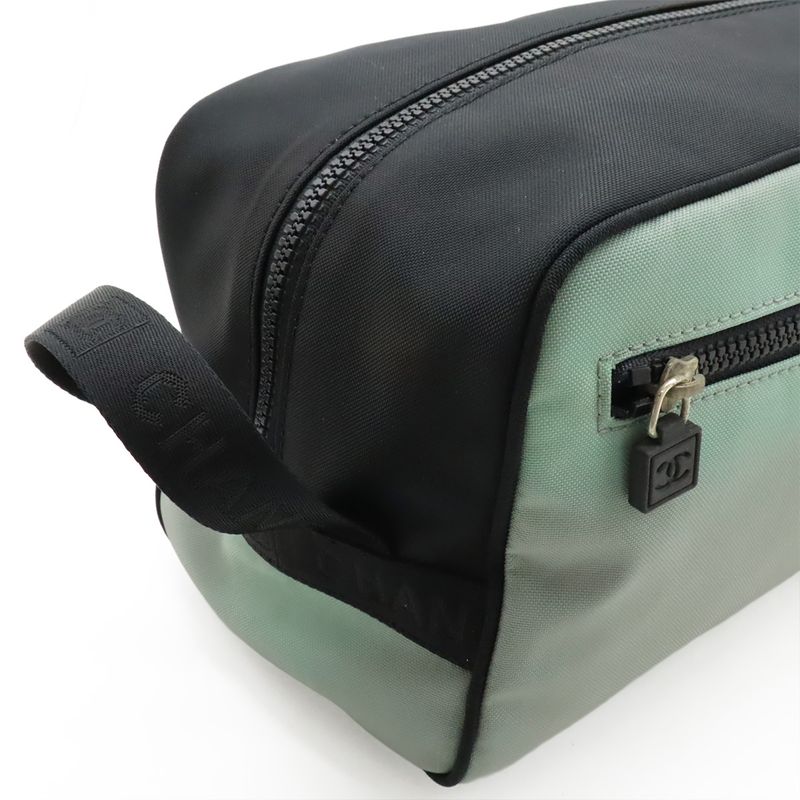 Chanel Sport Line Coco Mark Shoe Case Shoe Bag Travel Pouch Nylon Canvas Gray