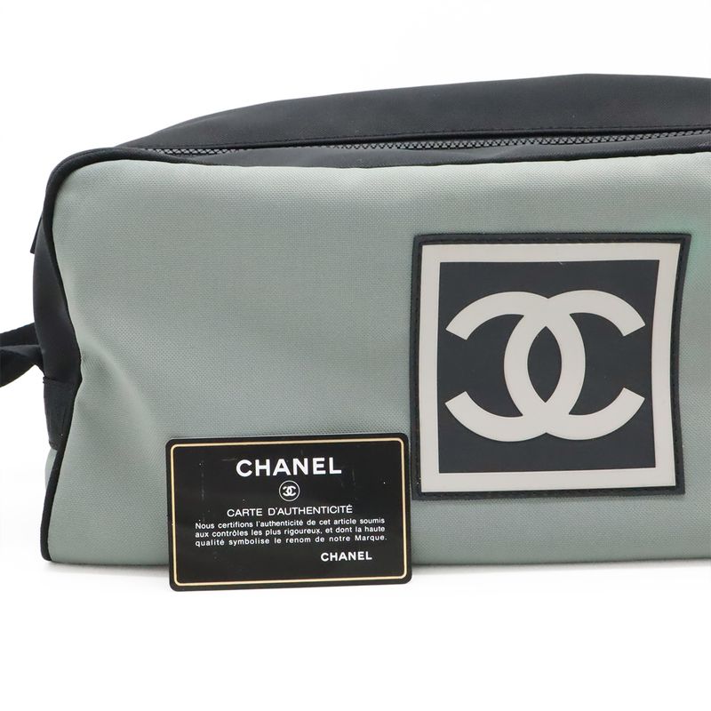Chanel Sport Line Coco Mark Shoe Case Shoe Bag Travel Pouch Nylon Canvas Gray