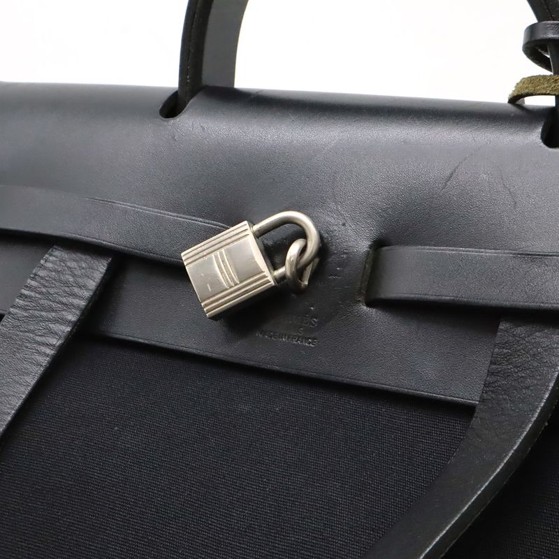 Hermes Herbag A Dos PM Backpack Sac Backpack 2WAY Handbag Toile Officier Leather