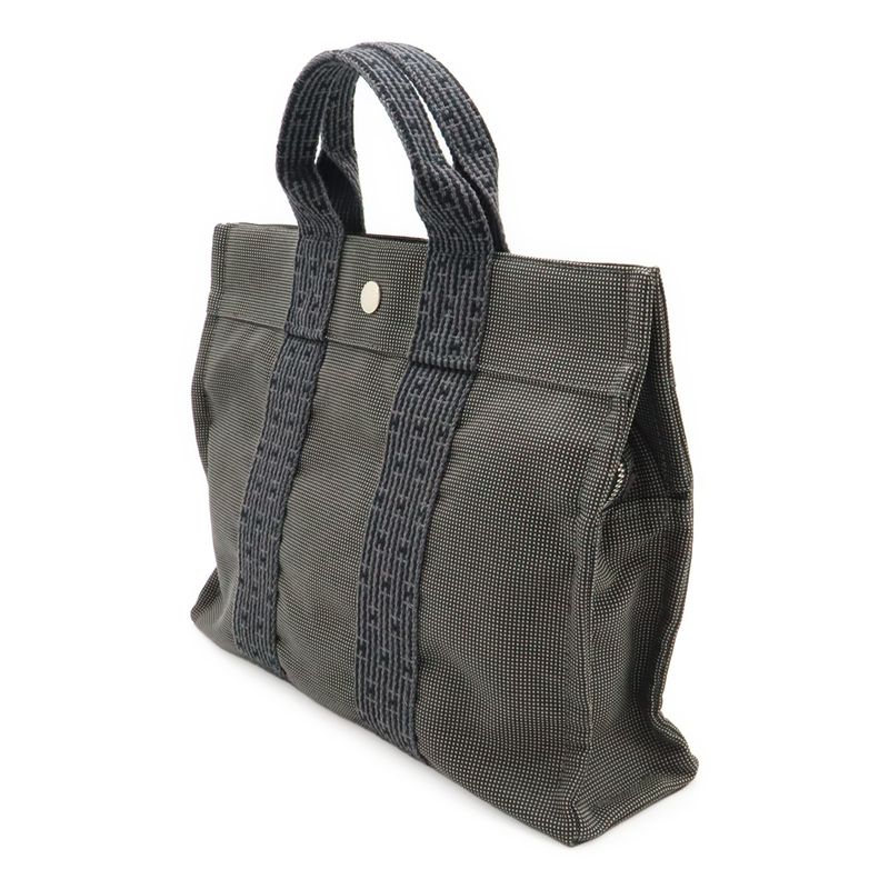 Hermes Her Line Tote PM Tote Handbag Mini Tote Canvas Gray Black Silver