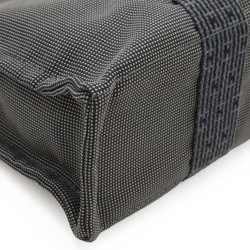 Hermes Her Line Tote PM Tote Handbag Mini Tote Canvas Gray Black Silver