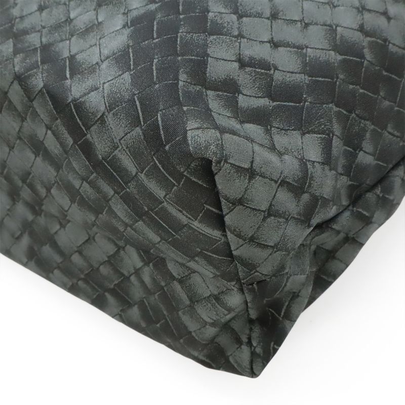 Bottega Veneta Intreccio Illusion Tote Shoulder Bag Nylon Leather Gray With