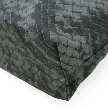 Bottega Veneta Intreccio Illusion Tote Shoulder Bag Nylon Leather Gray With