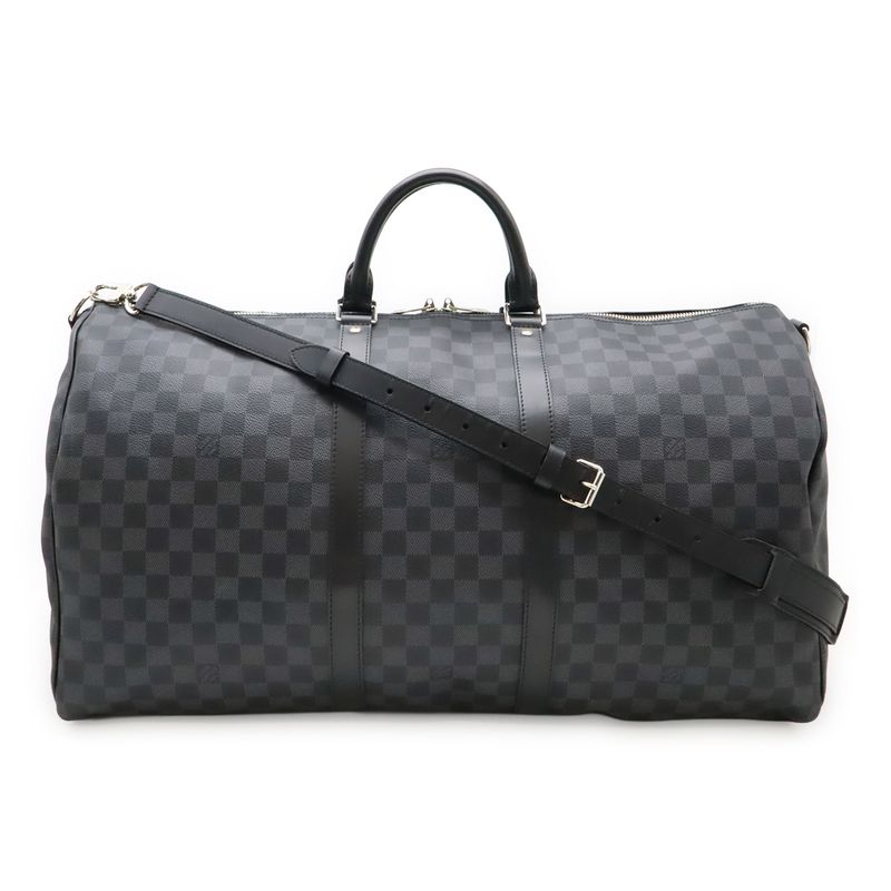 Louis Vuitton Damier Graphite Keepall Bandoliere 55 Boston Bag Travel Cabasn