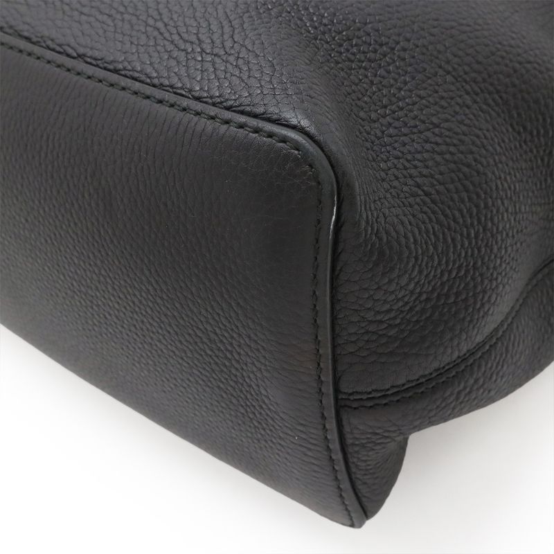 Gucci Soho Interlocking G Fringe Tassel Shoulder Bag 2WAY Handbag Leather Black