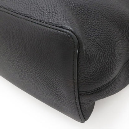 Gucci Soho Interlocking G Fringe Tassel Shoulder Bag 2WAY Handbag Leather Black