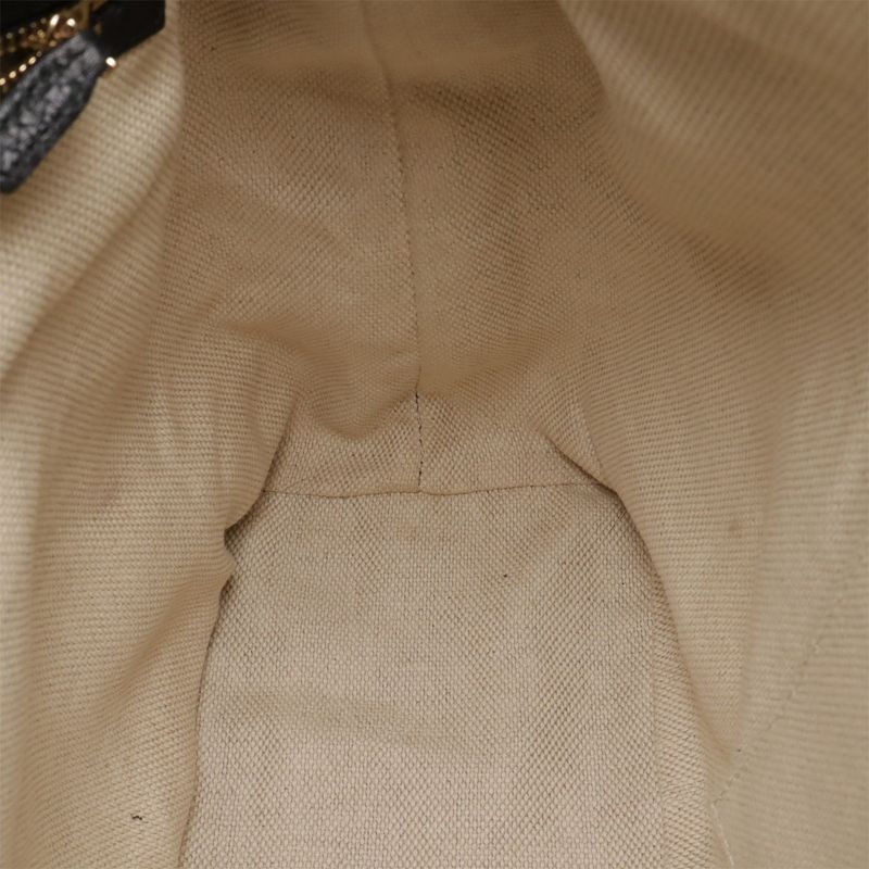 Gucci Soho Interlocking G Fringe Tassel Shoulder Bag 2WAY Handbag Leather Black