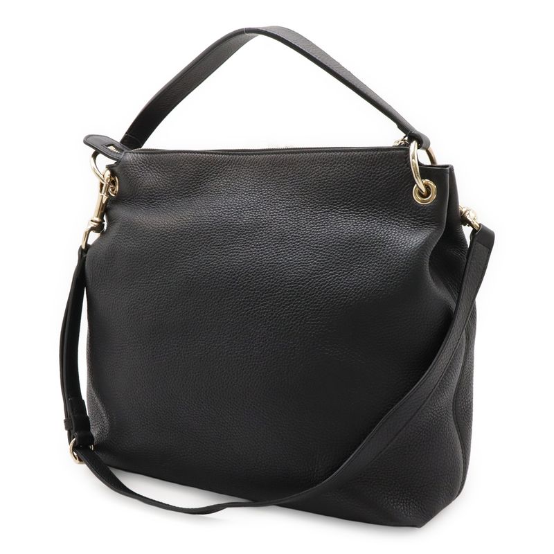 Gucci Soho Interlocking G Fringe Tassel Shoulder Bag 2WAY Handbag Leather Black