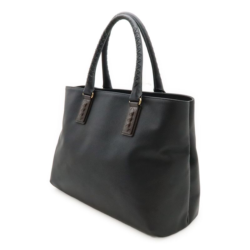 Bottega Veneta Marco Polo Tote Bag Shoulder Bag PVC Leather Black Dark Brown