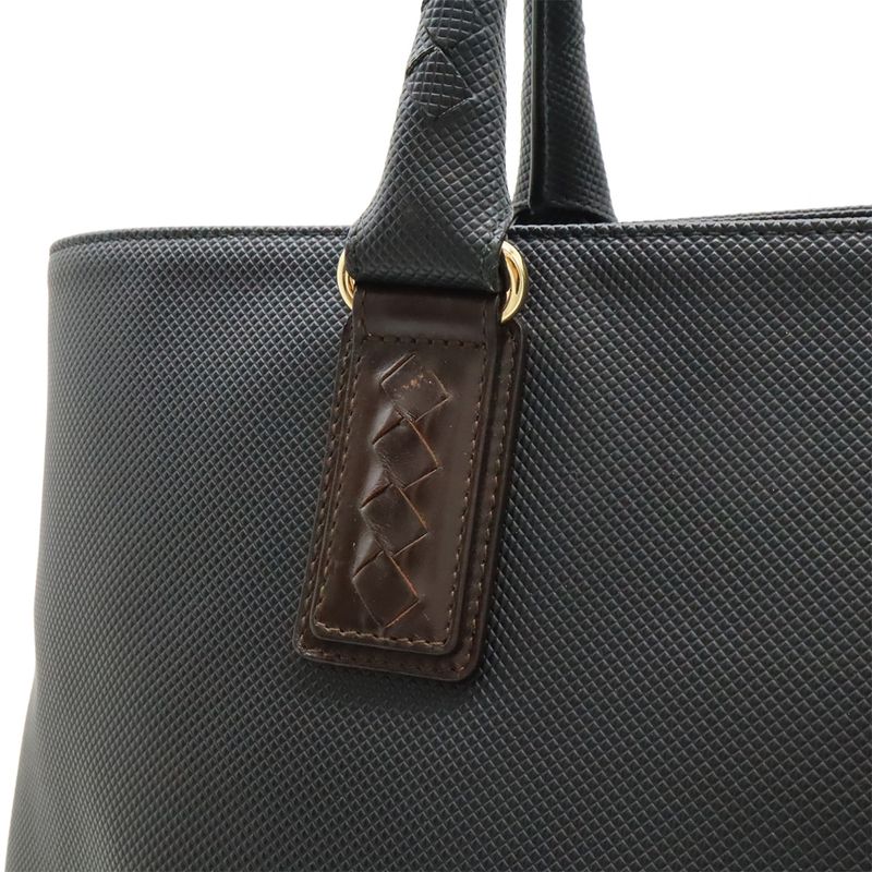 Bottega Veneta Marco Polo Tote Bag Shoulder Bag PVC Leather Black Dark Brown