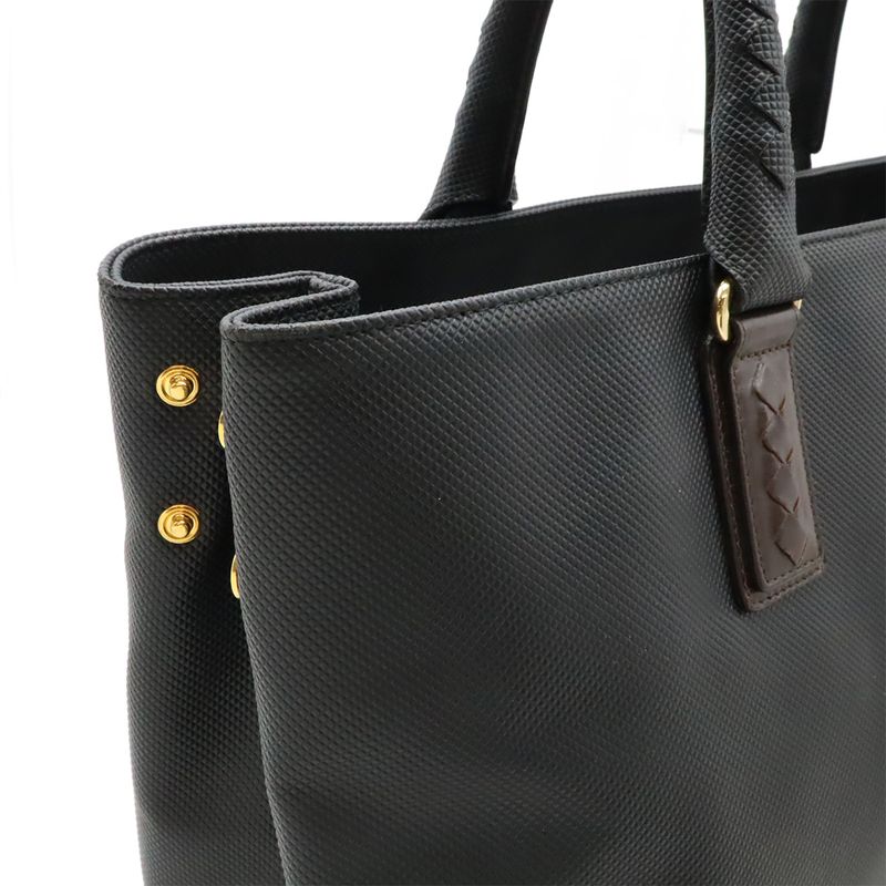 Bottega Veneta Marco Polo Tote Bag Shoulder Bag PVC Leather Black Dark Brown