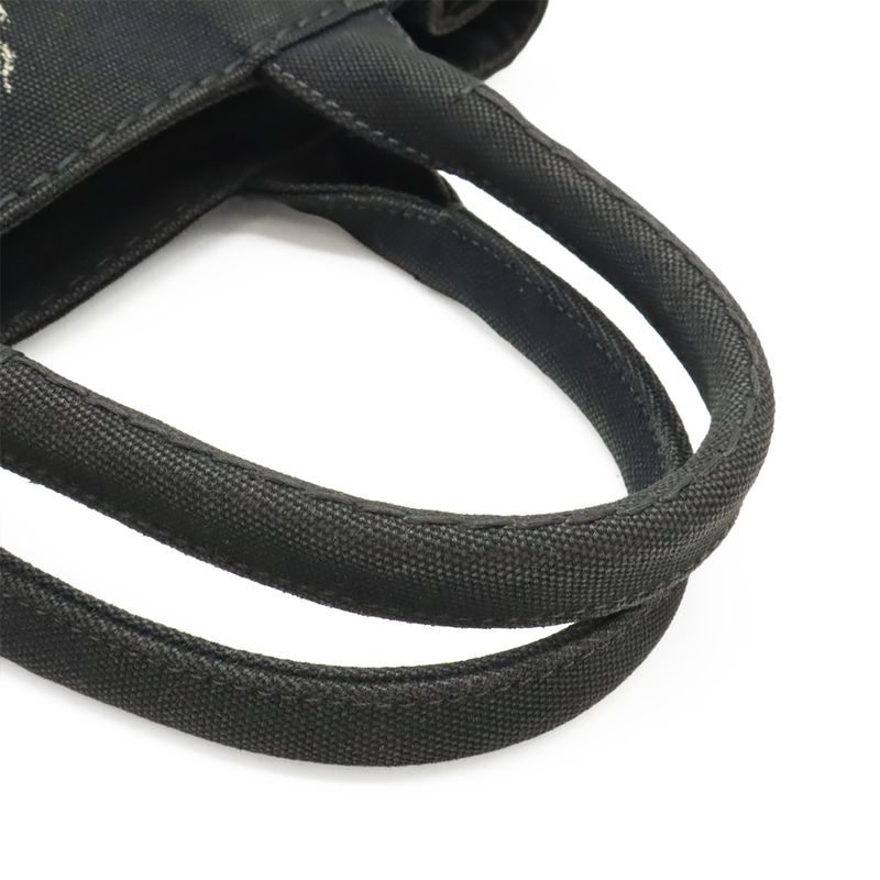 Prada Canapa Tote Bag 2WAY Shoulder Bag Crossbody Canvas NERO Black Gold