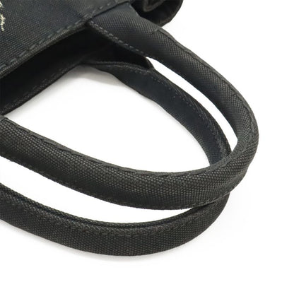 Prada Canapa Tote Bag 2WAY Shoulder Bag Crossbody Canvas NERO Black Gold