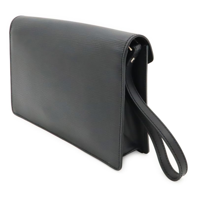 Louis Vuitton Epi Pochette Serie Dragonne Second Bag Noir Black Silver Hardware