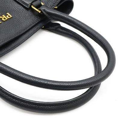 Prada Handbag Tote Bag 2WAY Shoulder Bag Leather Black Gold Hardware 1ba239