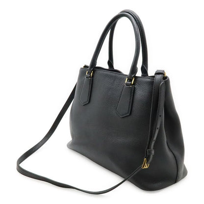 Prada Handbag Tote Bag 2WAY Shoulder Bag Leather Black Gold Hardware 1ba239