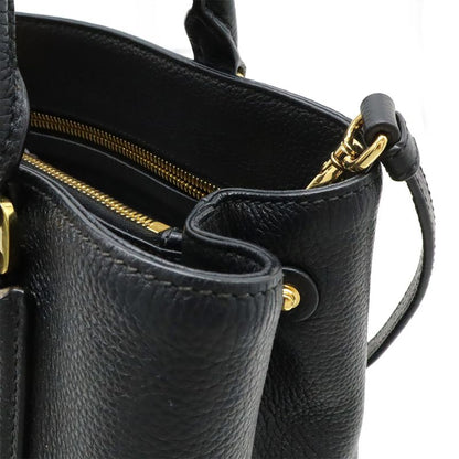 Prada Handbag Tote Bag 2WAY Shoulder Bag Leather Black Gold Hardware 1ba239